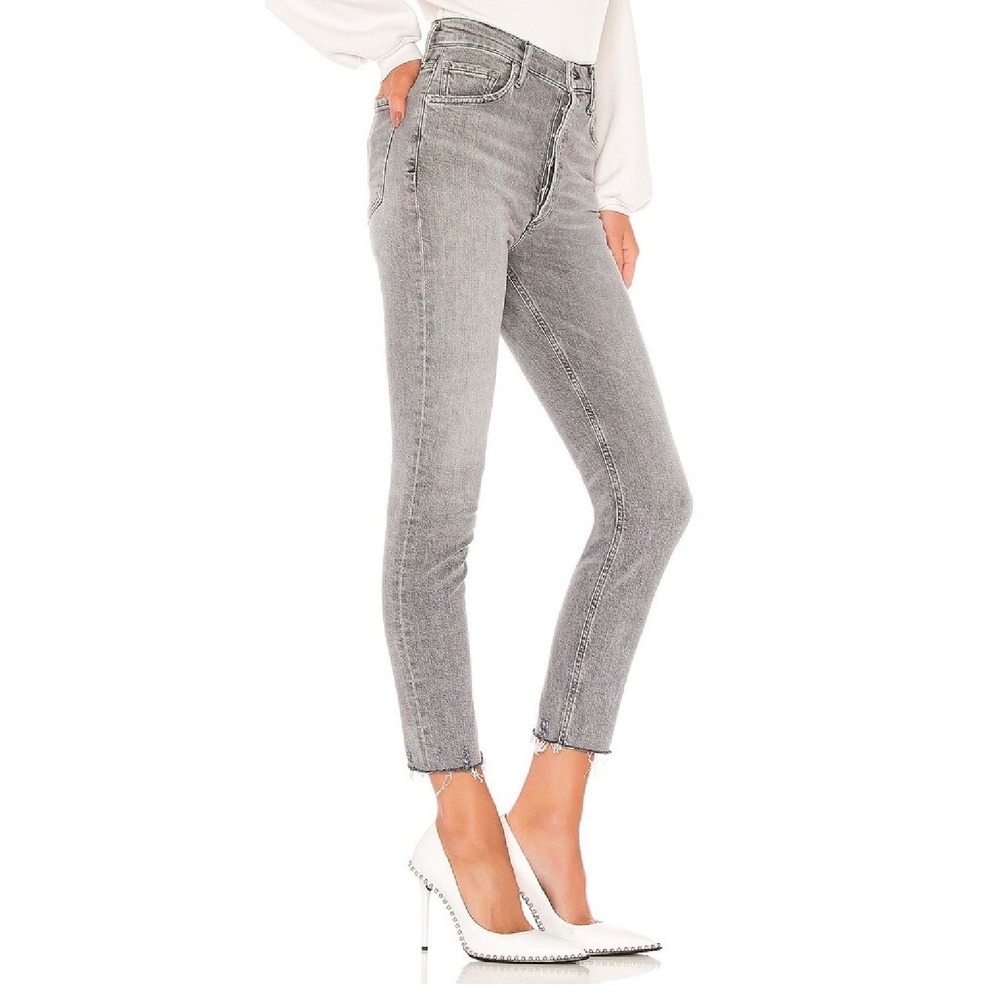 AGOLDE Nico High Rise Slim Jeans Grey Raw Hem Size 26